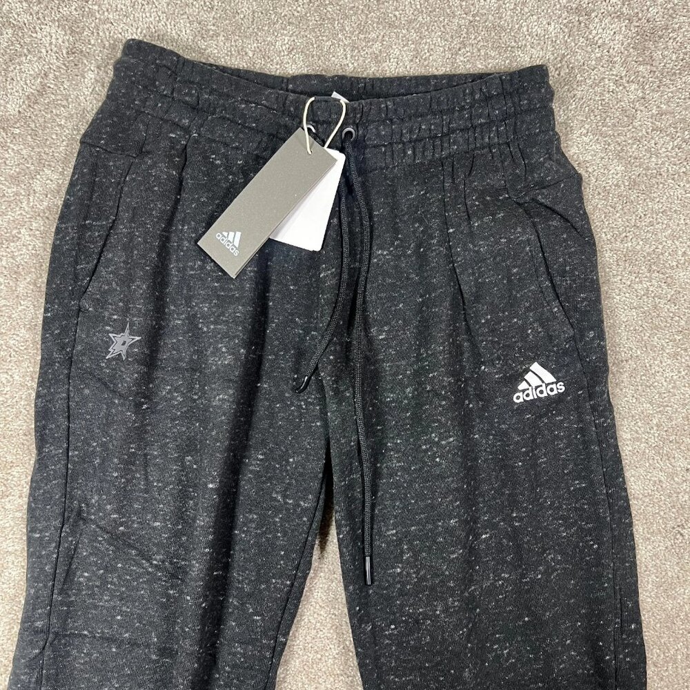 Adidas Womens‎ Small Heather Black Dallas Stars NHL Drawstring Track Pants NWT - Picture 3 of 5